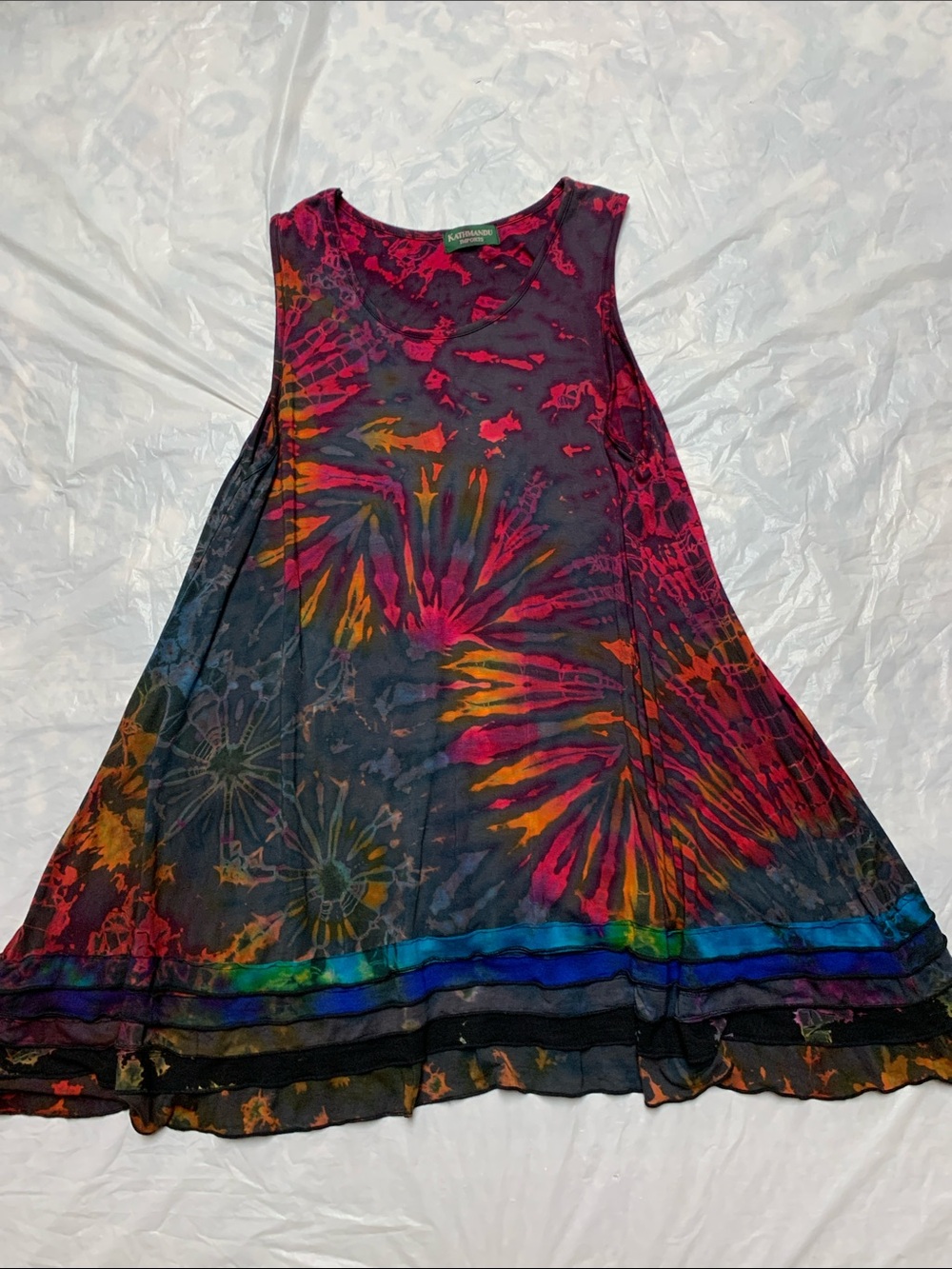 Kathmandu Imports Hippie Boho Tie Dye Lagenlook Tunic Tank Top Sz Small